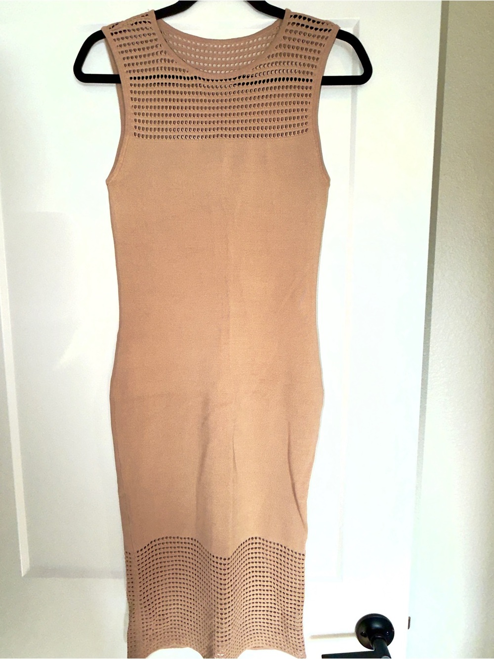 New torn by Ronny Kobo body on dress cutout Sleeveless Knit Midi Dress in Nude